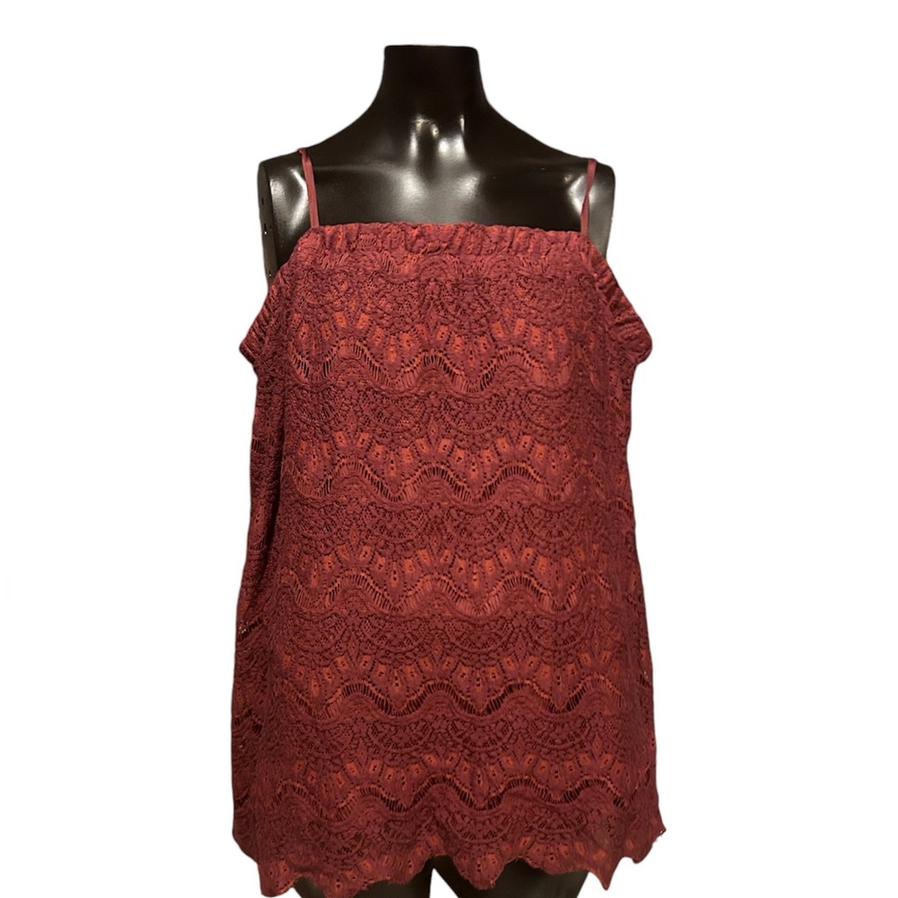 No boundaries Red tank top with off the shoulder long sleeves.